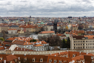 Fototapeta na wymiar Prague cityscape on a cloudy day