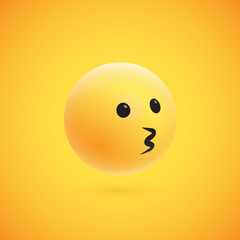 Cute high-detailed yellow 3D emoticon for web, vector illustration