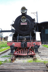 Old out of date rust steam train locomotive
