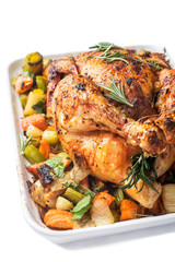 Stuffed Roast Chicken with Herbs and Vegetables