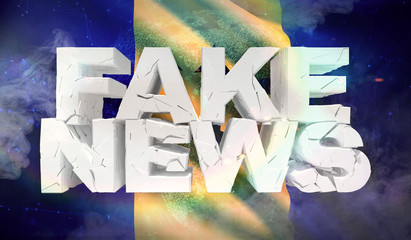 3D illustration of fake news concept with background flag of Barbados.