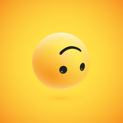 Cute high-detailed yellow 3D emoticon for web, vector illustration