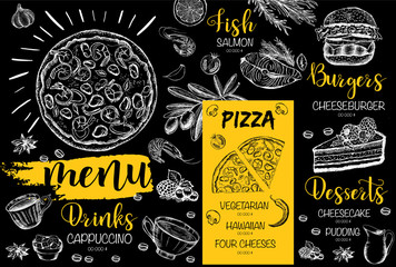 Restaurant cafe menu, template design. Food flyer.