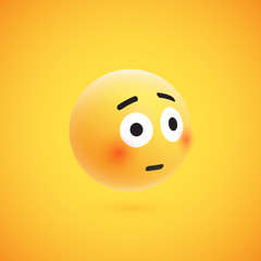 Cute high-detailed yellow 3D emoticon for web, vector illustration
