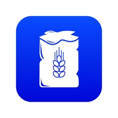 Bag wheat icon blue vector isolated on white background