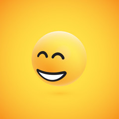 Cute high-detailed yellow 3D emoticon for web, vector illustration