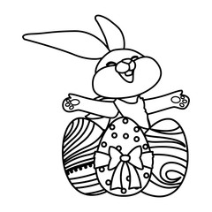 happy easter eggs painted with rabbit