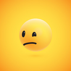 Cute high-detailed yellow 3D emoticon for web, vector illustration