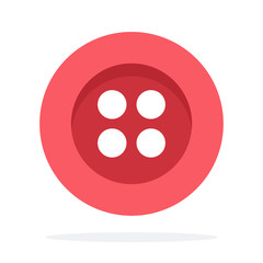 Red button with four holes vector flat isolated
