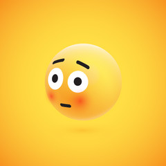 Cute high-detailed yellow 3D emoticon for web, vector illustration