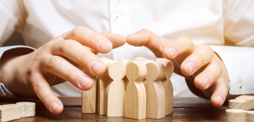 Headhunter in search of new employees. Human Resource Management. Staff recruitment. Attracting...