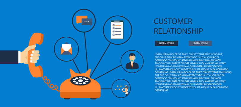 Business customer care service concept. Icons set of contact us, support, help, phone call and website click. Flat vector