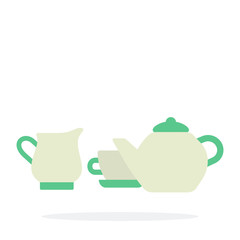 Tea-set vector flat isolated