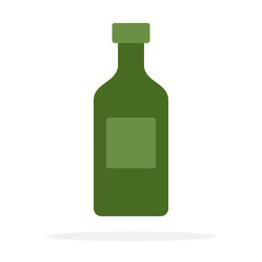 Glass green bottle for oil vector flat isolated