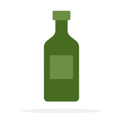 Glass green bottle for oil vector flat isolated