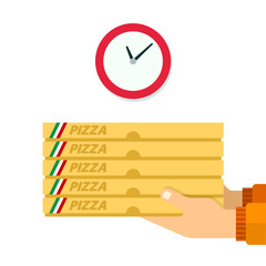 Courier delivery pizza vector flat isolated