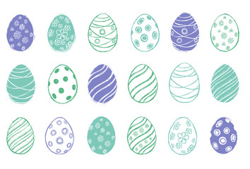 Doodle decorative eggs and elements for Easter. 