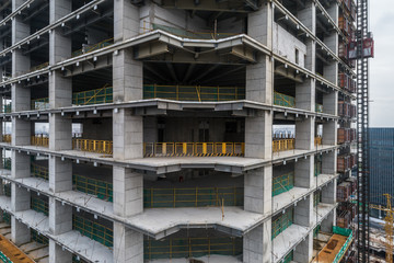 Modern buildings under construction