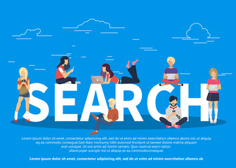 Online searching concept illustration. Flat vector 