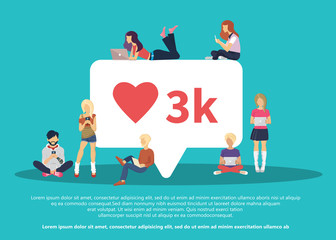 I like it social media bubble with red heart symbol. Flat vector illustration
