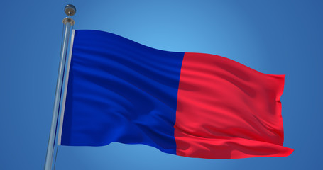 Flag of Paris, France capital on clear blue sky, patriotic background. 3d illustration