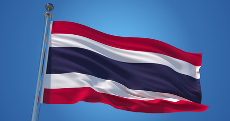 Thailand flag in the wind against clear blue sky, 3d illustration