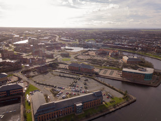 photo of the river Tees and the sky line showing Stockton on tees and thornaby
