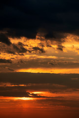 Naklejka na ściany i meble Dramatic view of twilight sunrise morning sunset evening sky and cloud