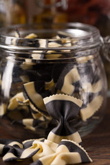 closeup of farfalle pasta