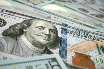 Obraz na płótnie Canvas 100 Dollar banknotes background