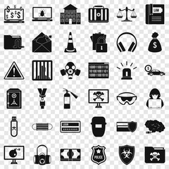 Internet crime icons set. Simple style of 36 internet crime vector icons for web for any design