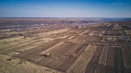 Bird Eye View of the Fields and Agricultural Parcel.