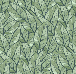 Naklejka na ściany i meble Abstract seamless vector pattern background. Leaves. Light and dark green color palette. Isolated