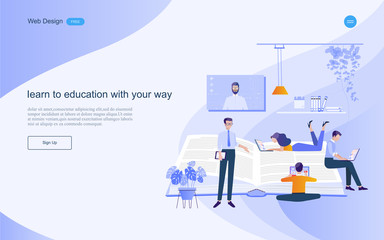 Modern flat design concept of education for website and landing page template.Online education, training and courses, learning, Vector illustration.