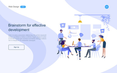 Business meeting and brainstorming. Business concept for teamwork. Vector illustration infographic template,web banner with people, team.