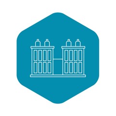 Factory building icon. Outline illustration of factory building vector icon for web