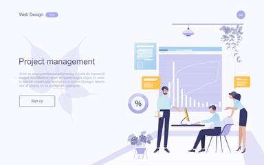 Business concept of web design for teamwork in collaborative planning data analysis and solutions include business services. Vector illustration.