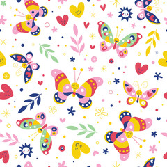 Butterflies nature seamless pattern
