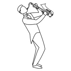 black musician jazz playing saxophone character