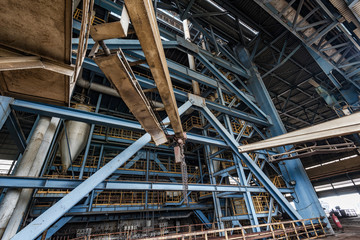 Steel framework at an abandoned factory