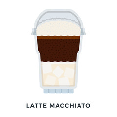 Latte Macchiato ice coffee vector flat isolated