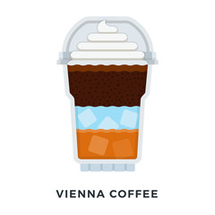 Vienna Coffee with ice cubes vector flat isolated