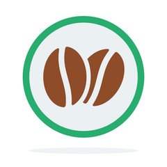 Logotype coffee beans in a green circle vector flat isolated