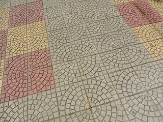 Tiled mosaic concrete pavement