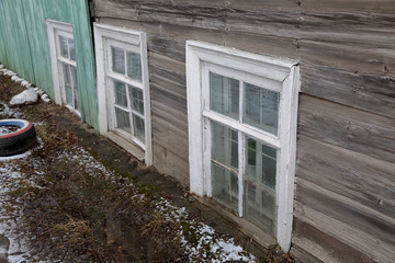 Facade of an old building in the ancient Russian city of Torzhok, Russia