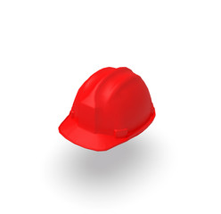 Fototapeta premium Red Helmet on isolated White Background, 3D Rendering