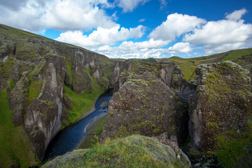 Amazing Fjadrargljufur canyon in summer, Iceland