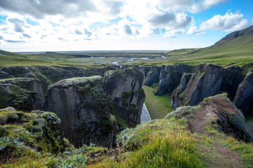 Amazing Fjadrargljufur canyon in summer, Iceland