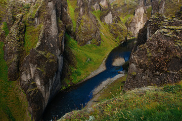 Amazing Fjadrargljufur canyon in summer, Iceland