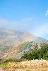 Fototapeta na wymiar Rainbow on the mountain, Portugal.